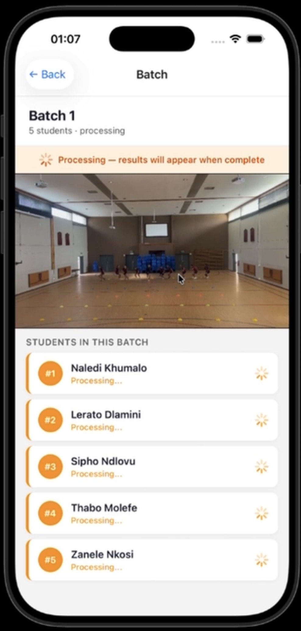 Batch processing · results flow back to the teacher
